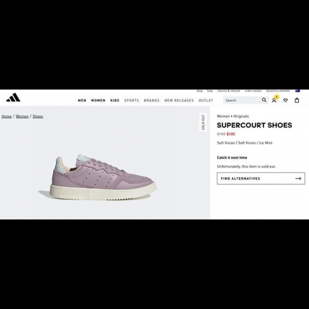 Adidas supercourt sneaker 9.5
